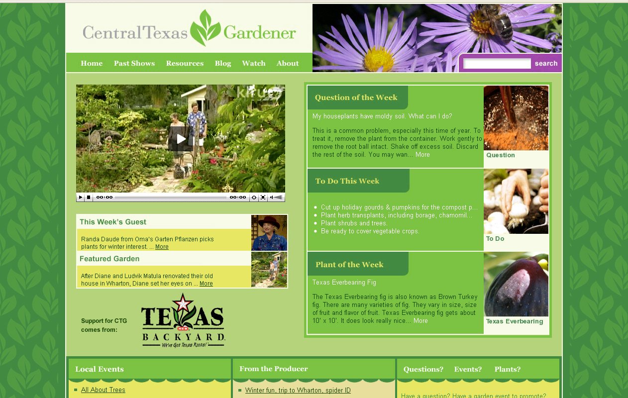 Central Texas Gardener website home page