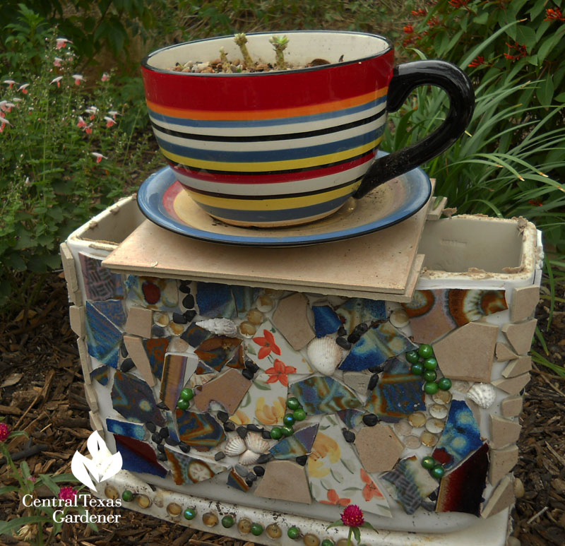 commode mosaic plant holder Pflugerville garden commode mosaic plant holder Pflugerville garden