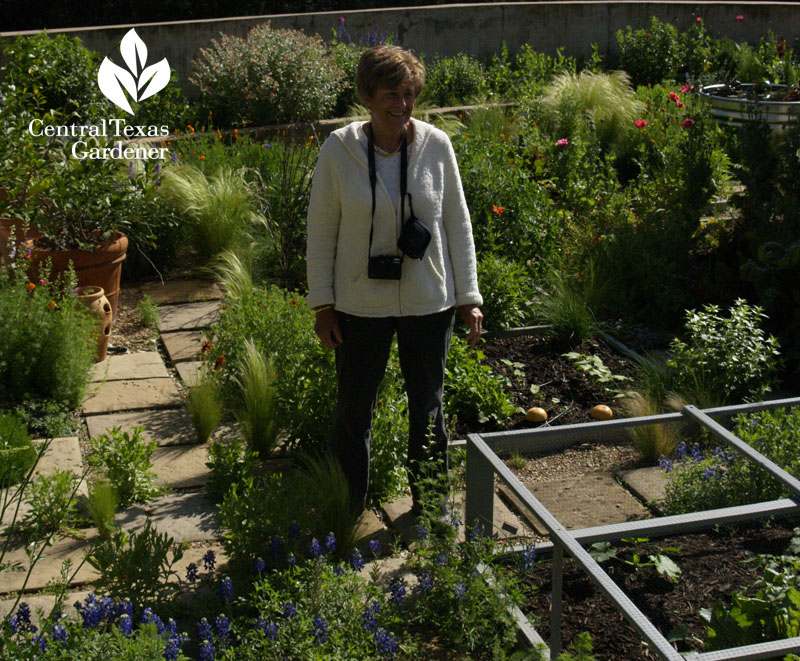 Jenny Stocker in her Texas potager Jenny Stocker in her Texas potager