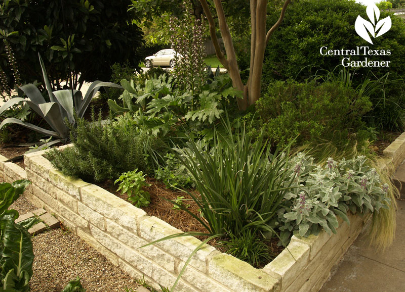 Front garden vegetable gardens stone beds