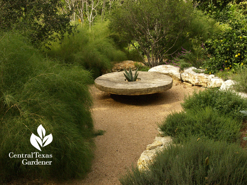 Ten Eyck millstone secret garden walls of bamboo muhly