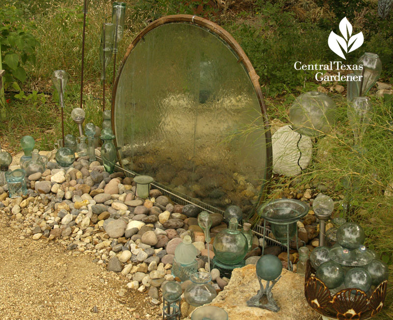 Waterfall with old table top central texas gardener