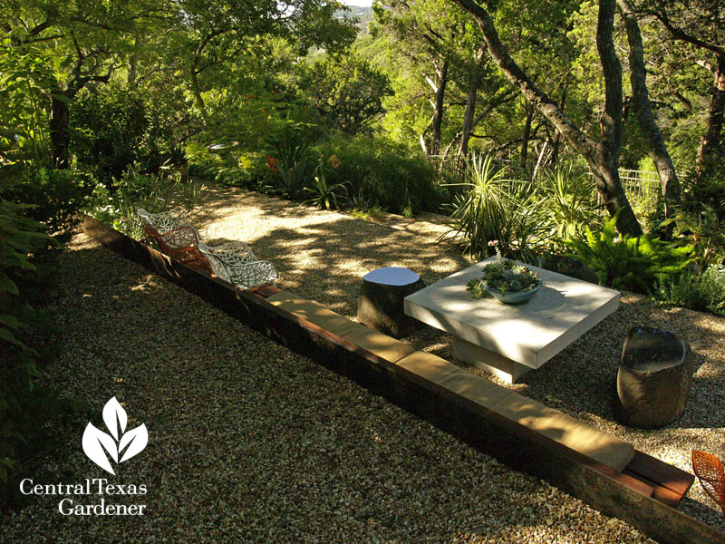 shade garden living room on slope Lynne Dobson 