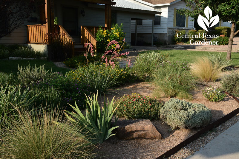 reduced lawn front yard with wildlife plants