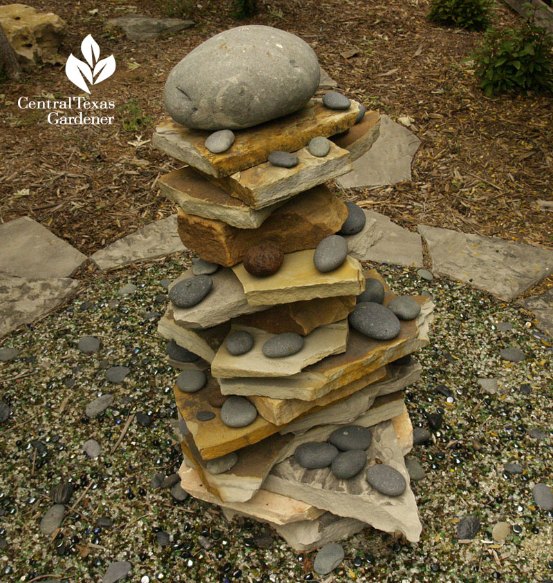 zen sculpture with rocks Hutto Central Texas Gardener