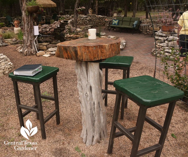 recycled cedar and cypress cafe table central texas gardener