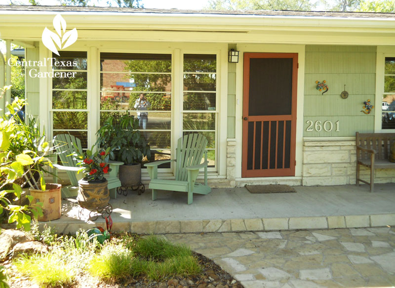 Bungalow comfy front porch Central Texas Gardener