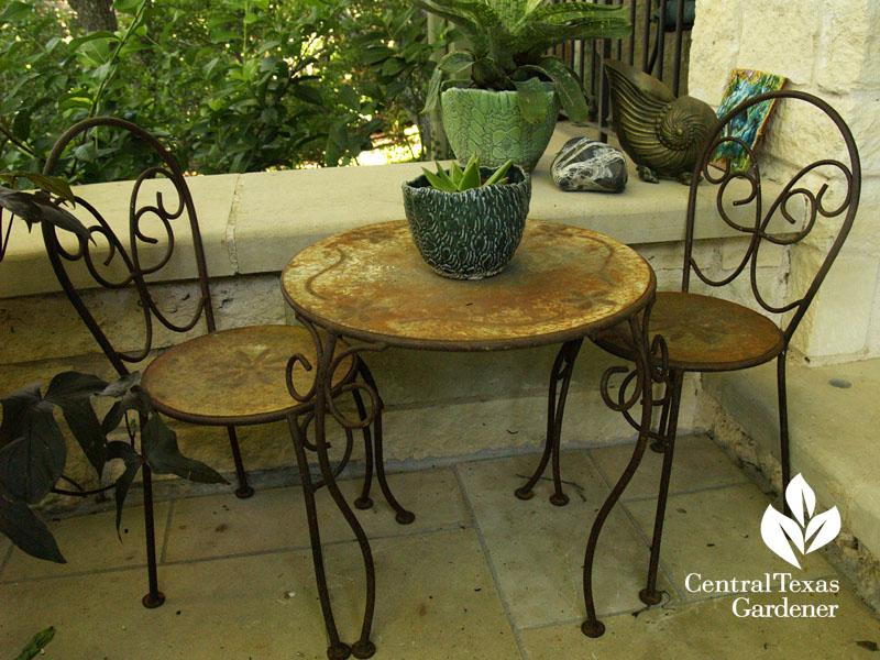 cafe table tiny patio Central Texas Gardener