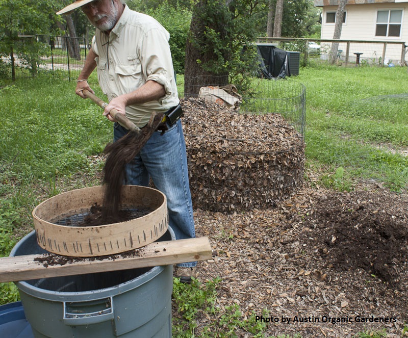 sifting compost Central Texas Gardener