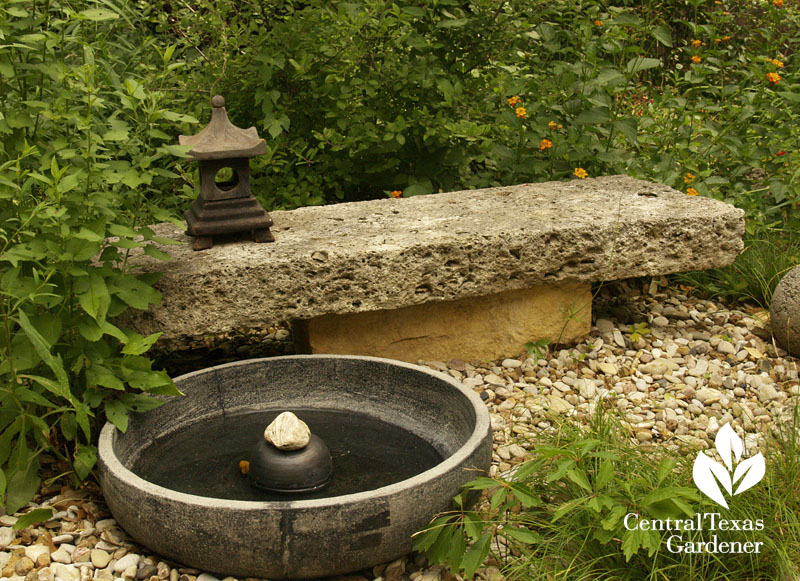 water fountain Zen garden Elayne Lansford Central Texas Gardener