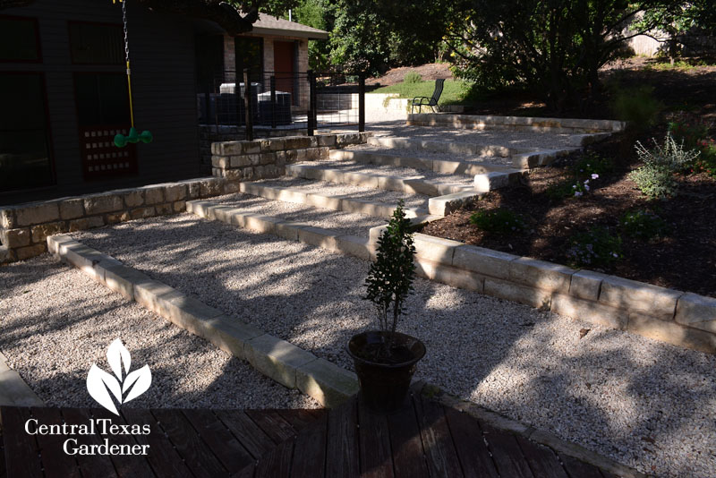 limestone steps patio water control Central Texas Gardener