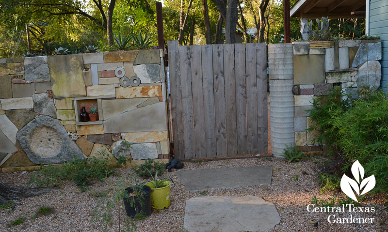 wall artistic recycled materials Casey Boyter Central Texas Gardener
