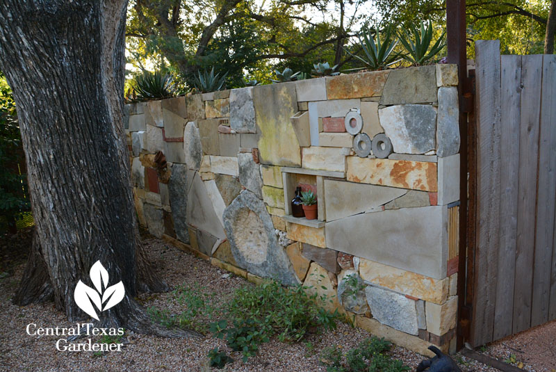 wall stones bricks art metal recycles Central Texas Gardener