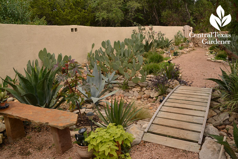 courtyard wall plants and granite path Central Texas Gardener