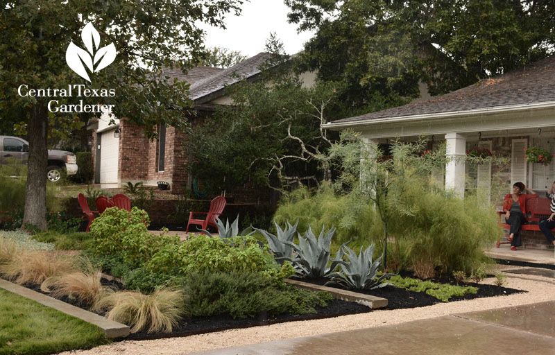 Front yard vegetables habitat and rainwater control Central Texas Gardener