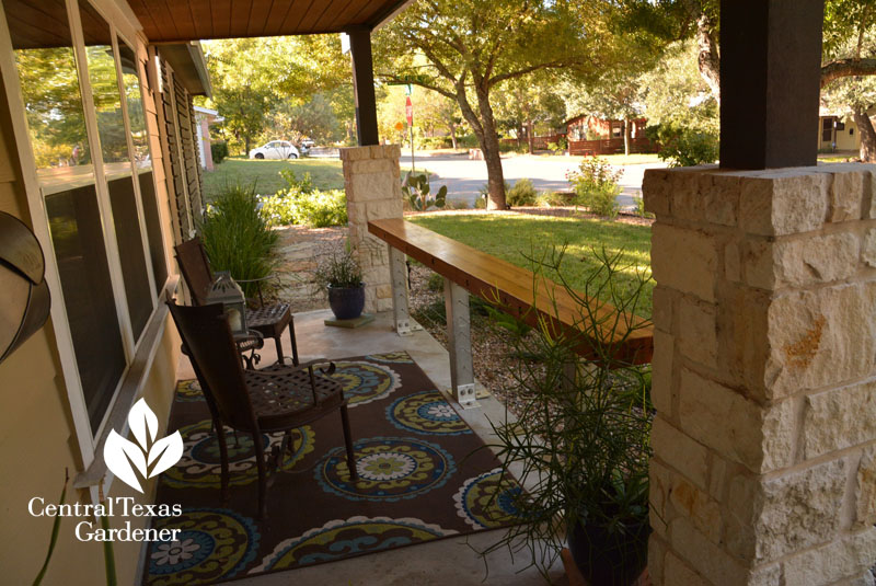front yard porch wine bar and cute hangout Central Texas Gardener
