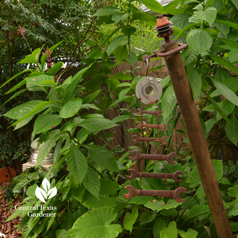 dad's wrenches turned into garden sculpture Central Texas Gardener