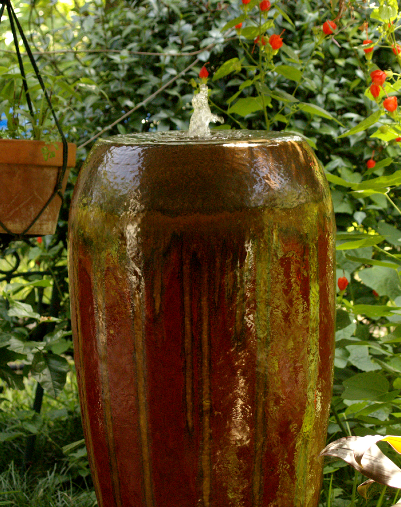 Patio fountain with turks cap