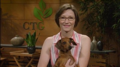 Daphne Richards and Augie doggie Central Texas Gardener