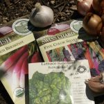 Seed packets, garlic and shallots Central Texas Gardener