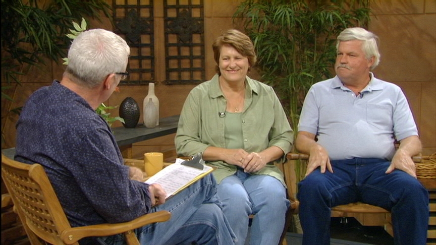 Tom Spencer with Christine and Bill Reid, Reid's Nursery in Maxwell