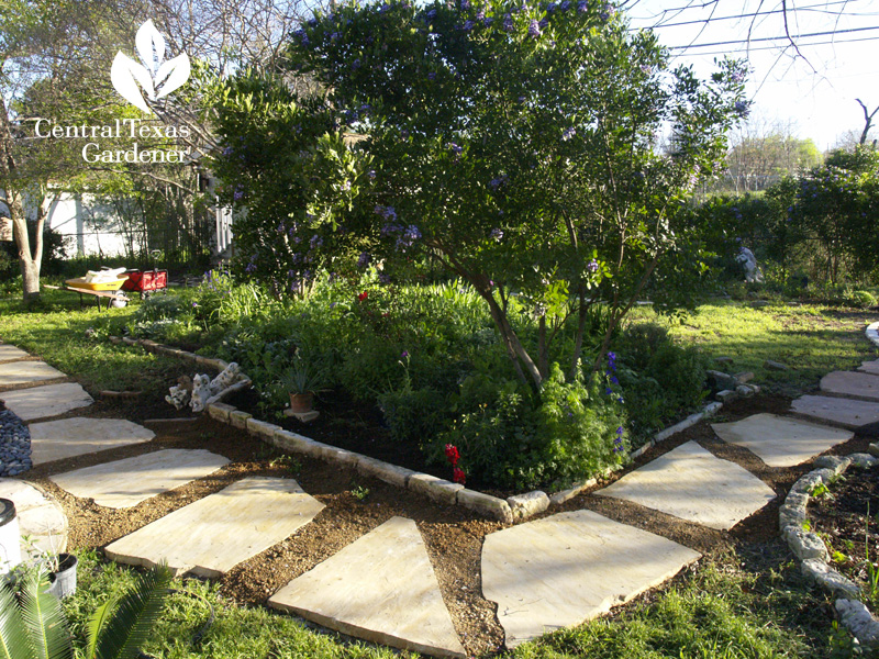 stone path with crape and mountain laurel bed (c) Linda Lehmusvirta