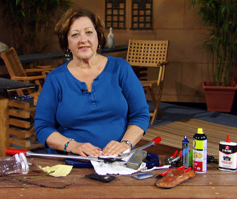 Trisha Shirey sharpens garden tools Trisha Shirey sharpens garden tools