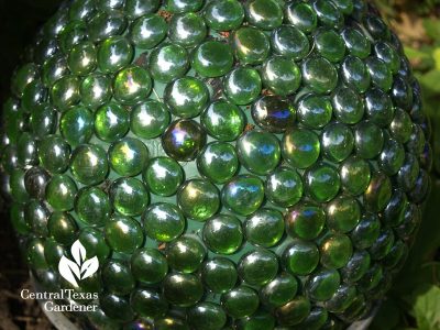 garden art bowling ball with marbles