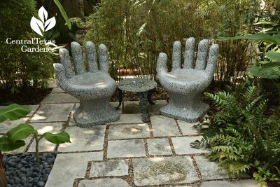 hands chairs courtyard garden san antonio central texas gardener