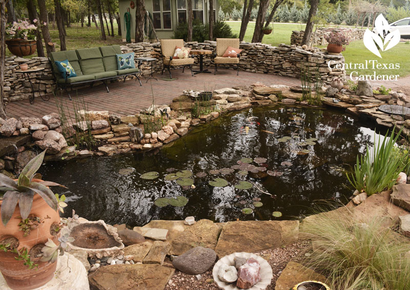 Pond and patio design Liberty Hill Central Texas Gardener