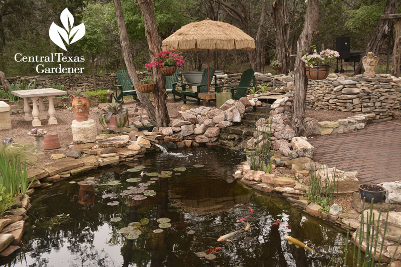 Pond and patio design Liberty Hill Central Texas Gardener