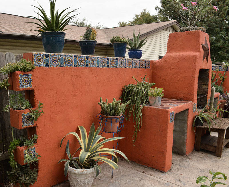 cinder block stucco wall Central Texas Gardener