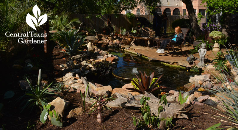 Pond and patios replace lawn Central Texas Gardener 