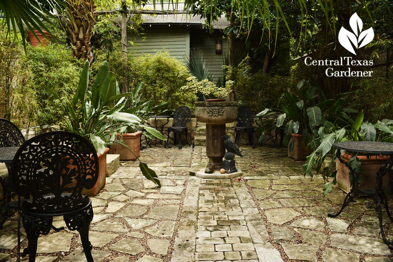 brick and limestone pathway garden room Central Texas Gardener