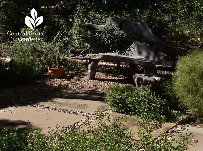 stylish wood bench Central Texas Gardener