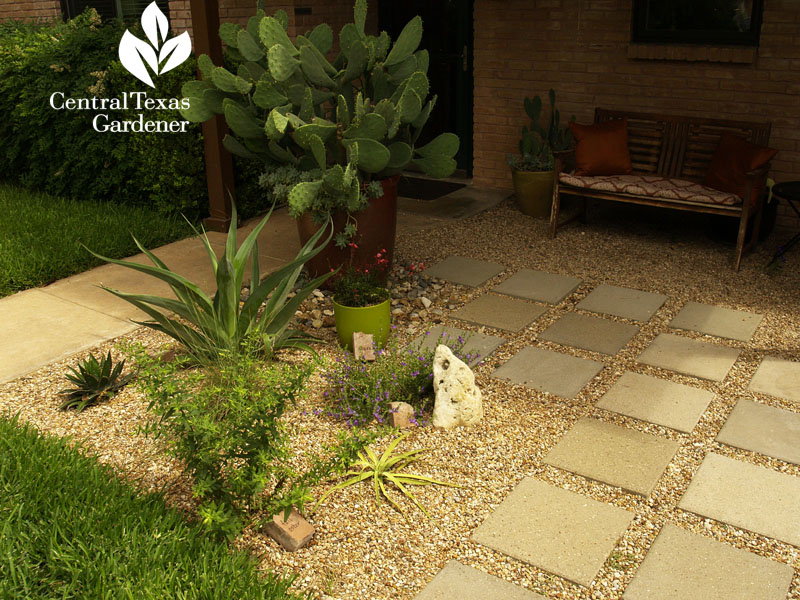 front yard gravel and paver patio Central Texas Gardener