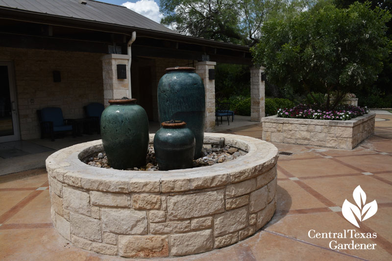 Patio fountains raised planters Warrior Family Support Center Central Texas Gardener