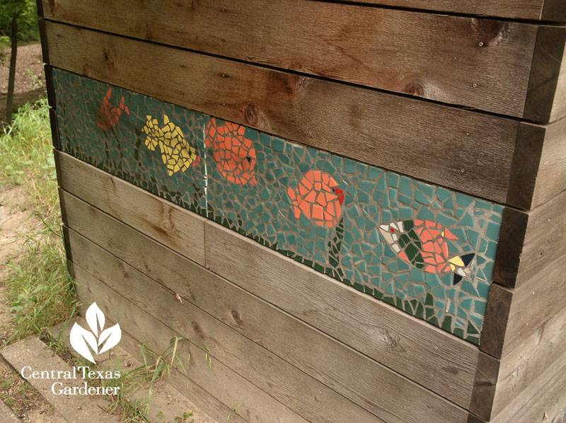 mosaic design on wooden arch Central Texas Gardener