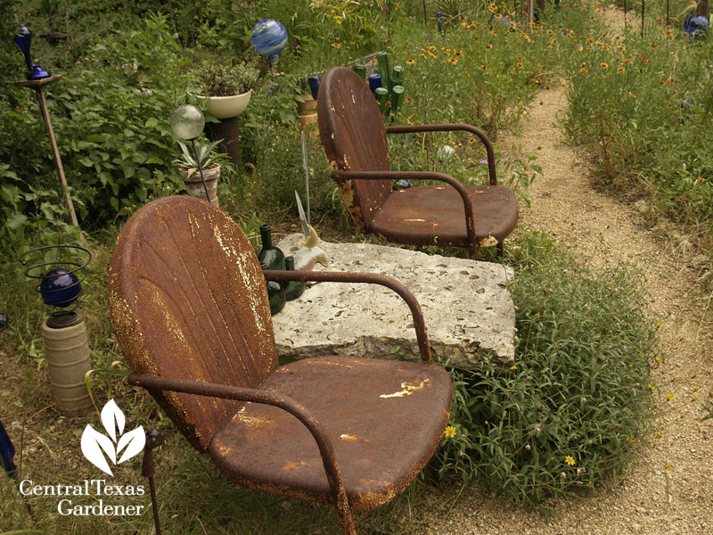 rustic chairs wildflower meadow Central Texas Gardener