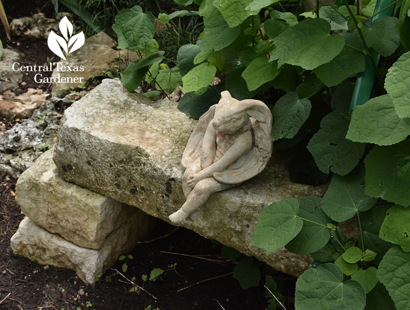 bunny sculpture rock habitat wildlife Central Texas Gardener