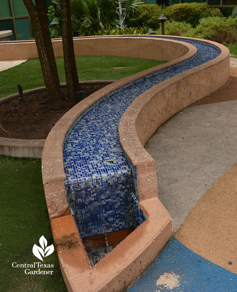 blue tile mosaic rill Dell Children's Central Texas Gardener