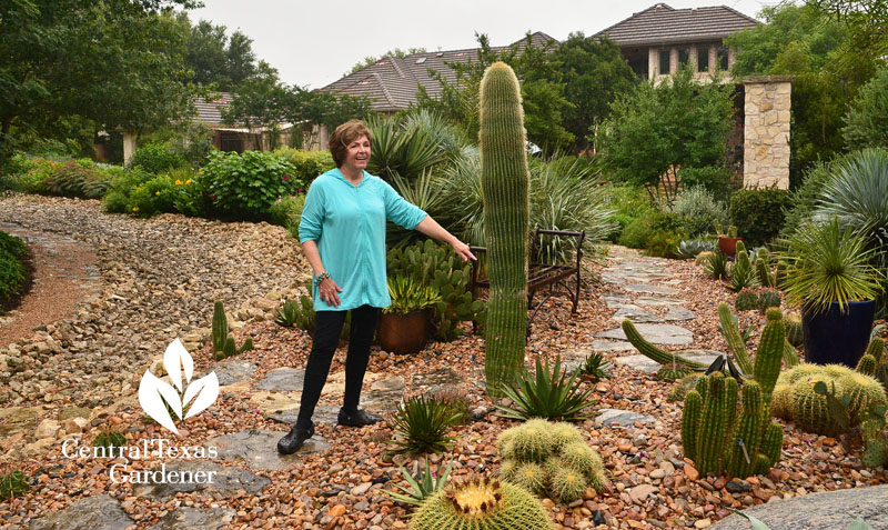 dry creek bed swale converge cactus garden berm Syd Teague Central Texas Gardener