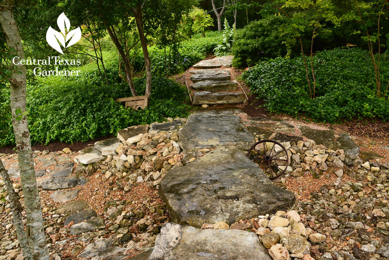 flagstone path into shady garden Central Texas Gardener