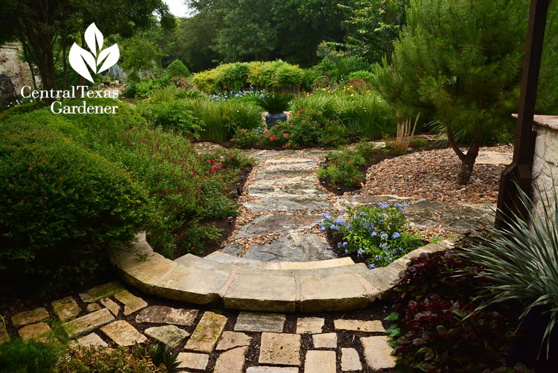 patio flagstone path to focal point garden perennials Central Texas Gardener
