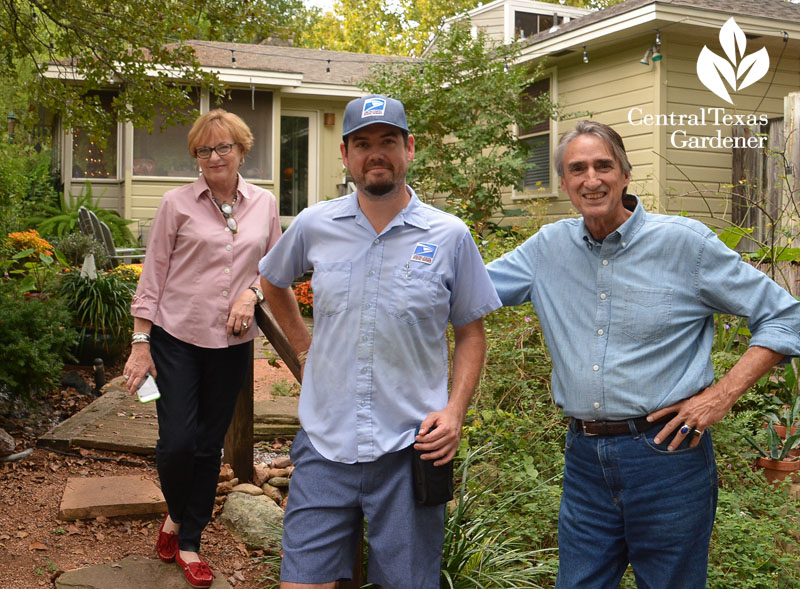 Mail carrier visit to Ellison garden Central Texas Gardener