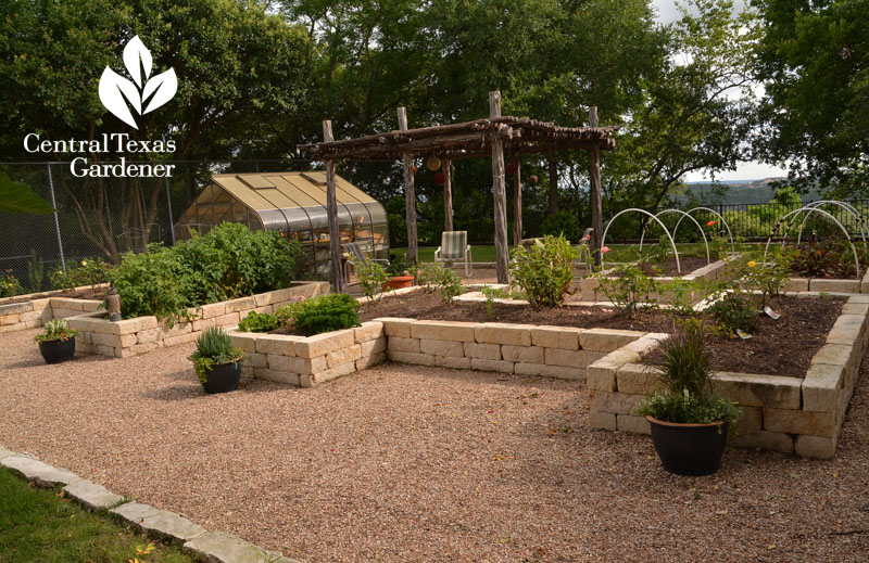 beautiful vegetable and flower garden raised bed parterre Central Texas Gardener