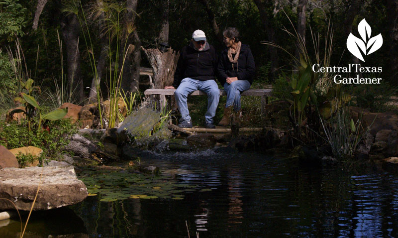 bench at natural pond Central Texas Gardener