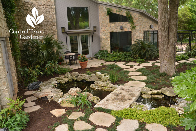 front yard ponds patio courtyard Central Texas Gardener