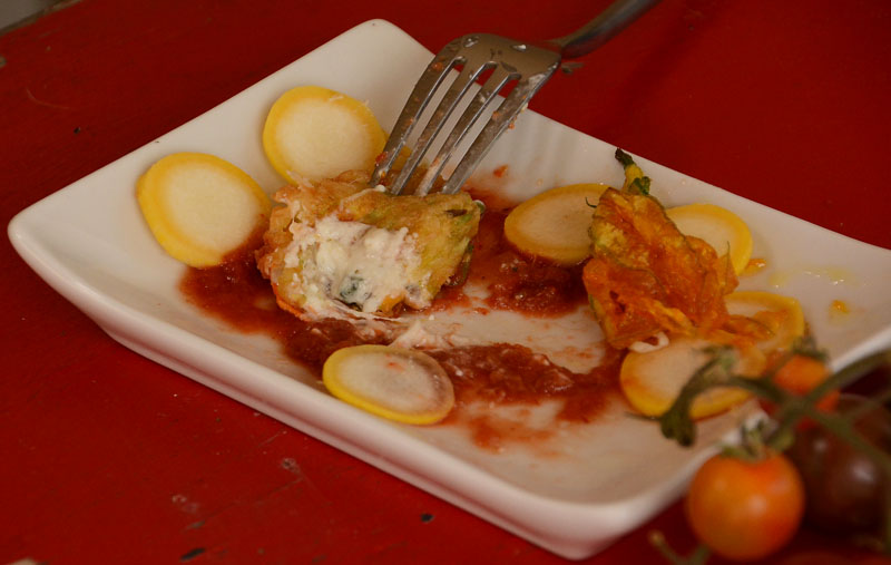 fried squash blossoms with marinara Richard Alcorta