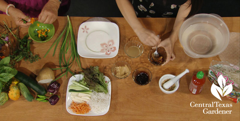 making spring rolls garden harvests Central Texas Gardener